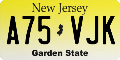 NJ license plate A75VJK