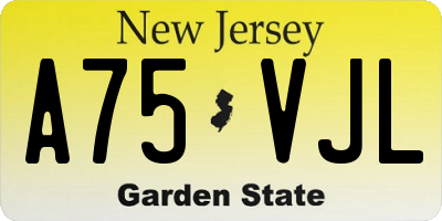 NJ license plate A75VJL