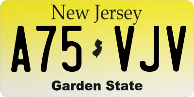 NJ license plate A75VJV