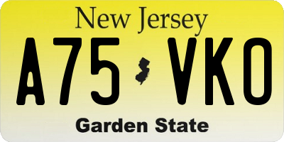 NJ license plate A75VKO