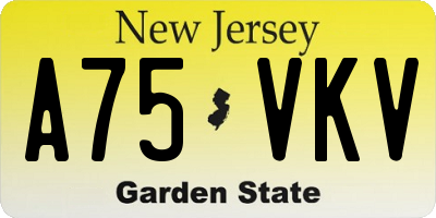 NJ license plate A75VKV
