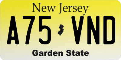 NJ license plate A75VND