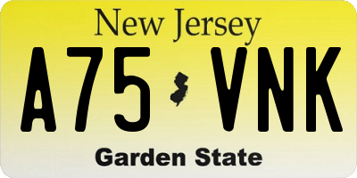 NJ license plate A75VNK