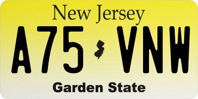 NJ license plate A75VNW