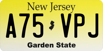 NJ license plate A75VPJ