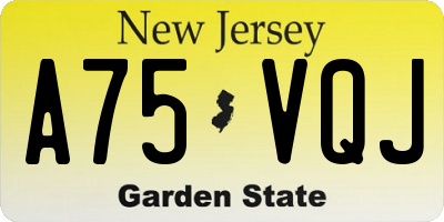 NJ license plate A75VQJ