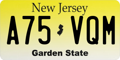 NJ license plate A75VQM