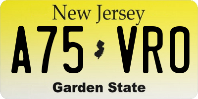 NJ license plate A75VRO
