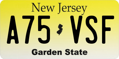 NJ license plate A75VSF