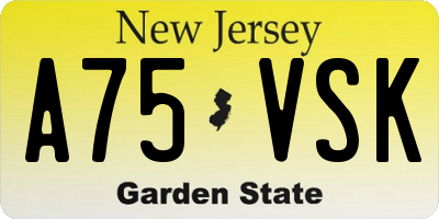 NJ license plate A75VSK