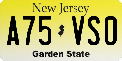 NJ license plate A75VSO