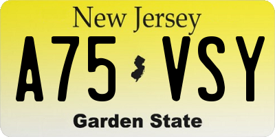 NJ license plate A75VSY