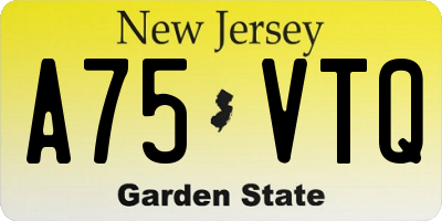 NJ license plate A75VTQ