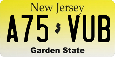 NJ license plate A75VUB