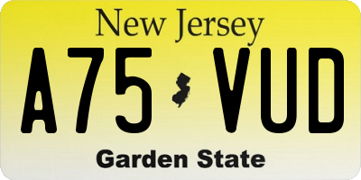 NJ license plate A75VUD