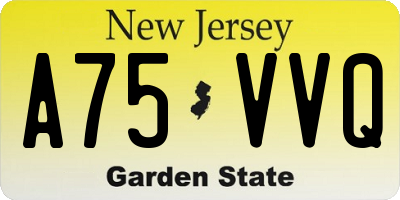 NJ license plate A75VVQ