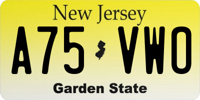 NJ license plate A75VWO