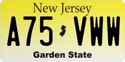 NJ license plate A75VWW