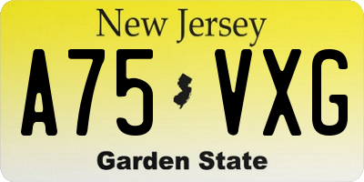 NJ license plate A75VXG