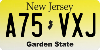 NJ license plate A75VXJ