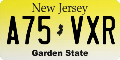 NJ license plate A75VXR