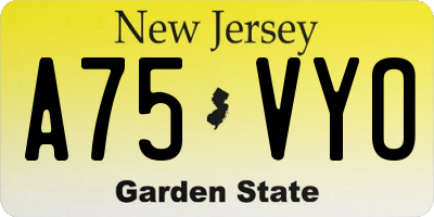 NJ license plate A75VYO