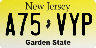 NJ license plate A75VYP