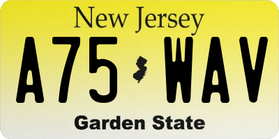 NJ license plate A75WAV