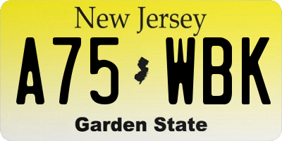 NJ license plate A75WBK
