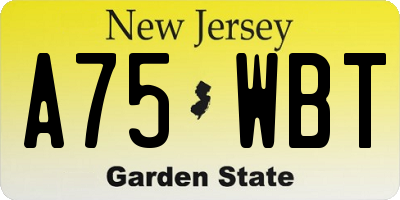 NJ license plate A75WBT