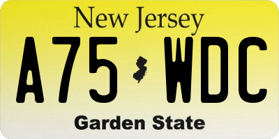NJ license plate A75WDC