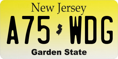 NJ license plate A75WDG