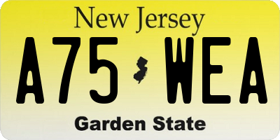 NJ license plate A75WEA