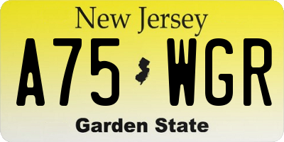NJ license plate A75WGR