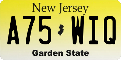 NJ license plate A75WIQ