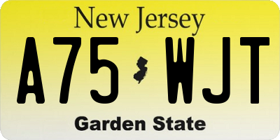 NJ license plate A75WJT