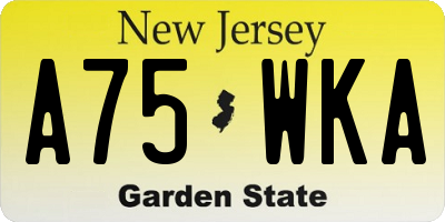 NJ license plate A75WKA