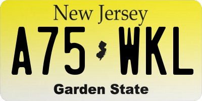 NJ license plate A75WKL