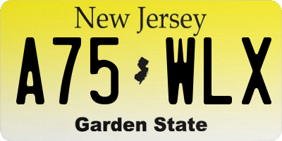 NJ license plate A75WLX