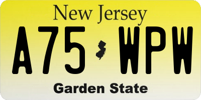 NJ license plate A75WPW