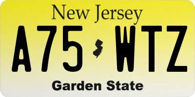NJ license plate A75WTZ