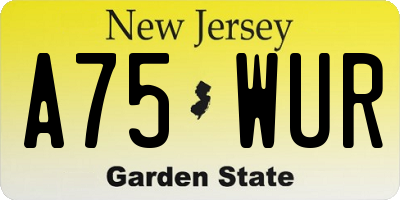 NJ license plate A75WUR