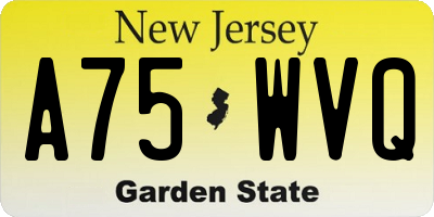 NJ license plate A75WVQ