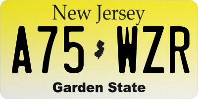 NJ license plate A75WZR