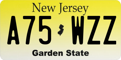 NJ license plate A75WZZ
