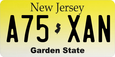 NJ license plate A75XAN