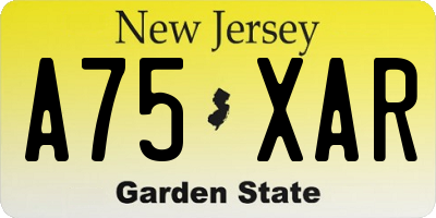 NJ license plate A75XAR