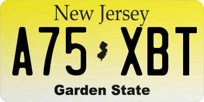 NJ license plate A75XBT