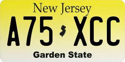 NJ license plate A75XCC
