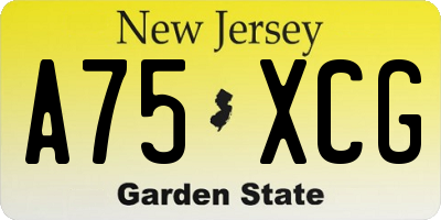 NJ license plate A75XCG